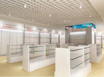 連鎖品牌化妝品大型展示柜臺效果圖