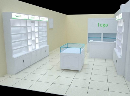 簡約流行3D化妝品展示柜臺設計效果圖