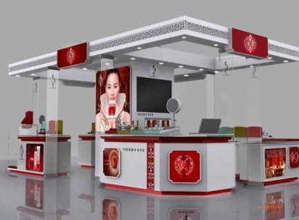 2017流行環形化妝品展示柜臺設計效果圖