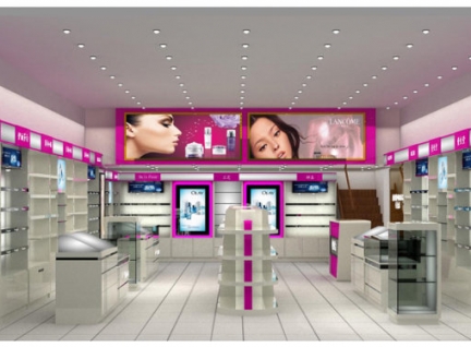 豪華彩妝店化妝品展示柜臺(tái)設(shè)計(jì)效果圖