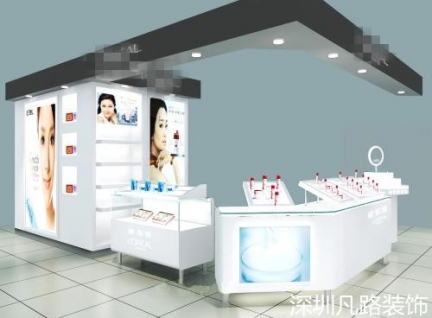 現代商場化妝品柜臺，展示柜設計效果圖