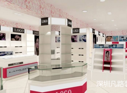 美式風格化妝品展柜展示設計效果圖
