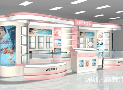 流行彩妝化妝品店，展示柜臺展柜設計效果圖