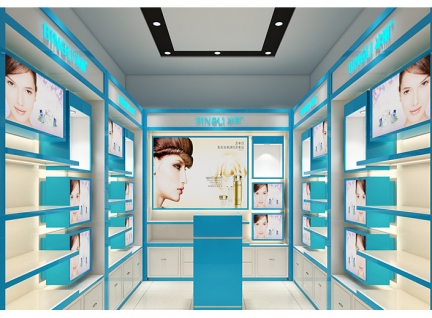 化妝品旗艦店空間展柜設(shè)計(jì)陳列效果圖