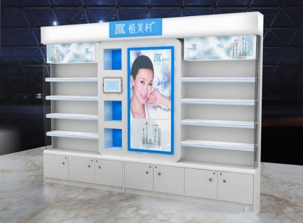 凡路展柜訂制化妝品展示柜臺設(shè)計(jì)效果圖，可來圖訂制