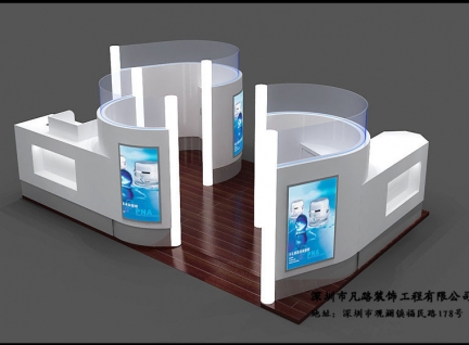木質烤漆化妝品展示柜臺陳列設計效果圖-可來圖訂制