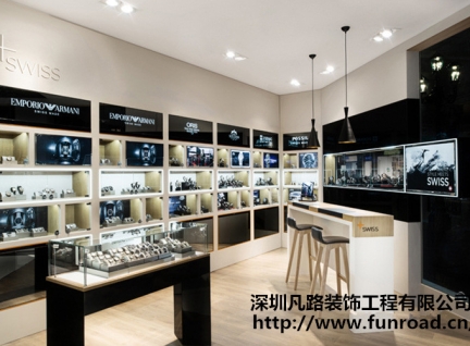 木質烤漆品牌手表店展示柜臺陳列設計效果圖-可訂制
