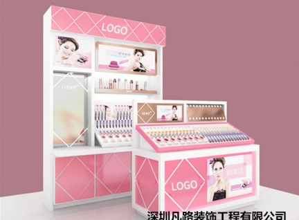 化妝品點(diǎn)高端彩妝木質(zhì)烤漆柜臺陳列設(shè)計效果圖-可訂制