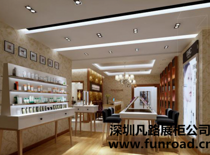 彩妝木質(zhì)烤漆品牌店化妝品展示柜臺(tái)制作效果圖-可訂制
