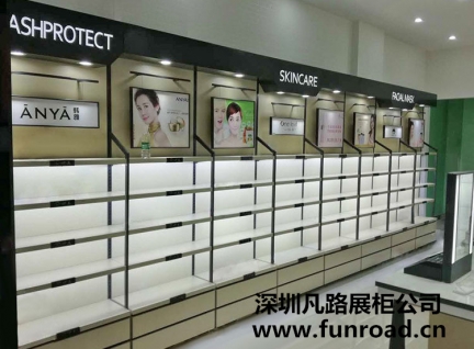實拍購物商場連鎖品牌化妝品木質柜臺制作效果圖-可訂制