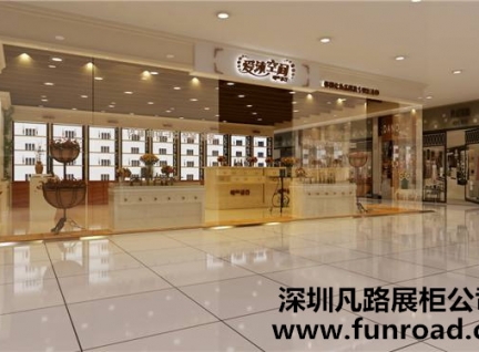 品牌化妝品專柜，連鎖店化妝品柜臺設計效果圖-可訂制