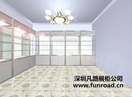 商業簡約派化妝品店不銹鋼展示柜臺設計效果圖-可訂制