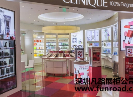 中高端彩妝品牌店亞克力化妝品展示柜臺(tái)陳列效果圖-可訂制