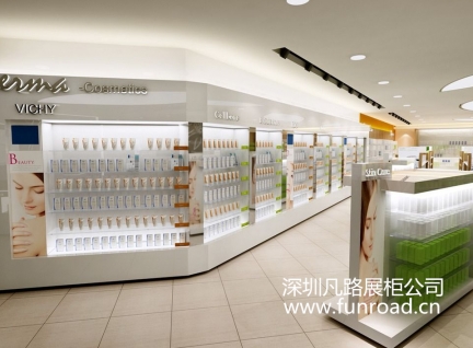 深圳化妝品店客戶定制新款不銹鋼化妝品展示柜臺
