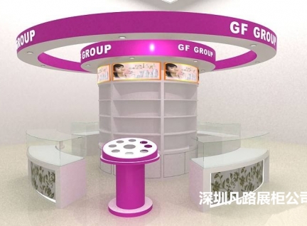化妝品展示柜，木質(zhì)烤漆化妝品柜臺(tái)設(shè)計(jì)陳列效果圖