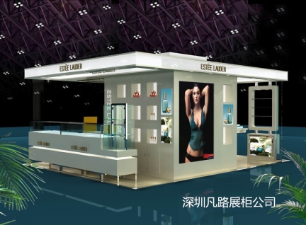商場(chǎng)化妝品柜臺(tái)，木質(zhì)烤漆化妝品展示柜設(shè)計(jì)效果圖