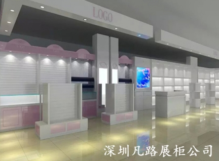 商場木質烤漆高端化妝品柜臺設計制作效果圖