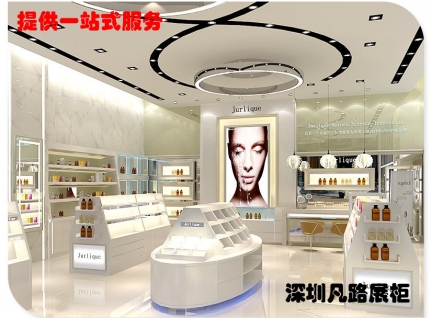 連鎖中高端化妝品店展示柜臺設計陳列效果圖