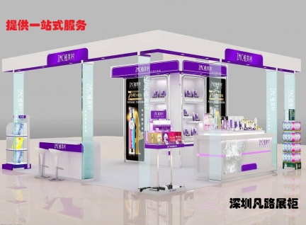 17款高端現代木質烤漆帶玻璃化妝品展示柜臺設計制作效果圖