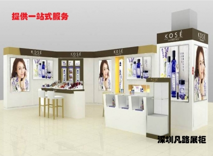 17年高端木質烤漆化妝品店柜臺設計制作效果圖