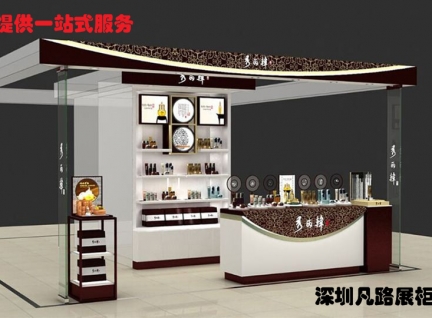 中式化妝品店展柜，化妝品柜臺設計制作效果圖