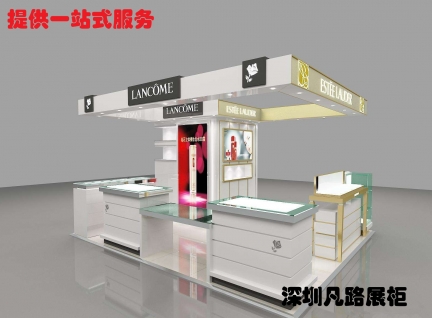 象牙白烤漆化妝品柜臺設計展示圖
