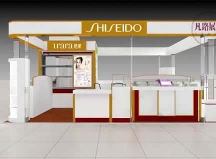 白色烤漆簡約化妝品商場柜臺定做效果圖
