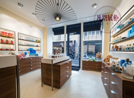 高端化妝品展示柜柜臺，定制化妝品展柜現場效果