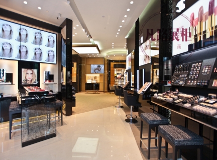 黑色烤漆木質化妝品柜臺，客戶定制