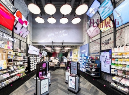 國外免稅店化妝品展示柜定制，2018新款