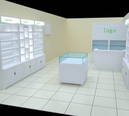 簡約流行3D化妝品展示柜臺設計效果圖