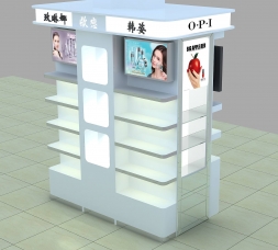 豎立簡約化妝品展示柜臺設計效果圖
