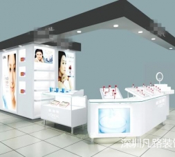現代商場化妝品柜臺，展示柜設計效果圖