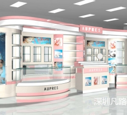 流行彩妝化妝品店，展示柜臺(tái)展柜設(shè)計(jì)效果圖