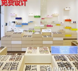 木質眼鏡展示柜臺現代流行款設計效果圖