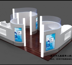 木質烤漆化妝品展示柜臺陳列設計效果圖-可來圖訂制
