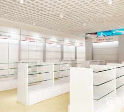新款白色簡約訂制化妝品展示柜陳列設計效果圖-可訂制