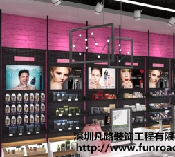 韓式彩妝品牌店木質烤漆化妝品柜臺設計效果圖-可訂制