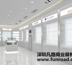 簡約白色木質烤漆化妝品展示柜臺設計效果圖-可訂制
