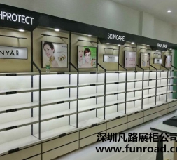 實拍購物商場連鎖品牌化妝品木質柜臺制作效果圖-可訂制