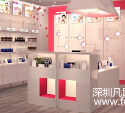 開放式白紅色木質烤漆化妝品展示柜臺