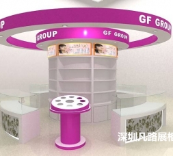 化妝品展示柜，木質烤漆化妝品柜臺設計陳列效果圖