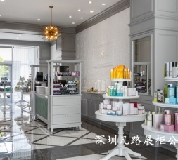 定制款木質烤漆化妝品柜臺設計展示效果圖
