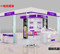 17款高端現代木質烤漆帶玻璃化妝品展示柜臺設計制作效果圖