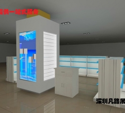 17款中式不銹鋼帶玻璃商場化妝品柜臺設計制作效果圖