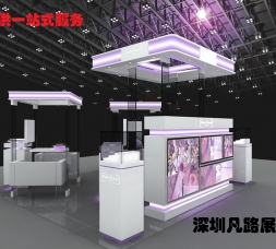 化妝品店木質烤漆化妝品柜臺家具展示效果圖