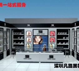 白色烤漆玻璃化妝品展示廳柜臺(tái)設(shè)計(jì)效果圖