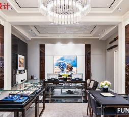 品牌手表店，木質烤漆手表展示柜臺設計案例