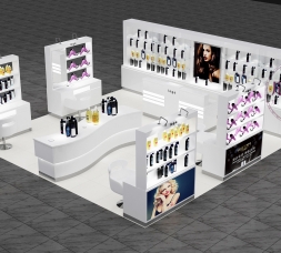 FUNROAD出口馬爾代夫化妝品烤漆展示柜設(shè)計(jì)案例