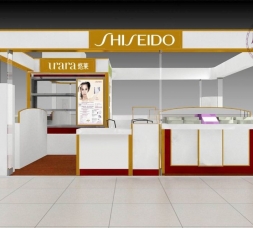 白色烤漆簡約化妝品商場柜臺定做效果圖